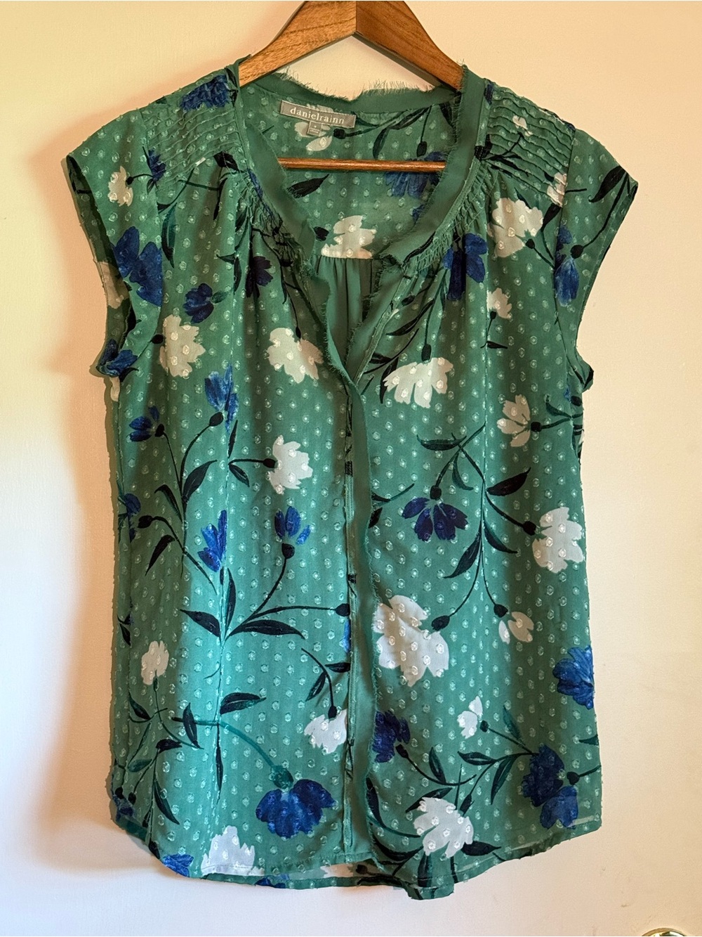 Daniel Rainn Green Blouse, Embellished Dot Detail  / Size Small / Stitch Fix